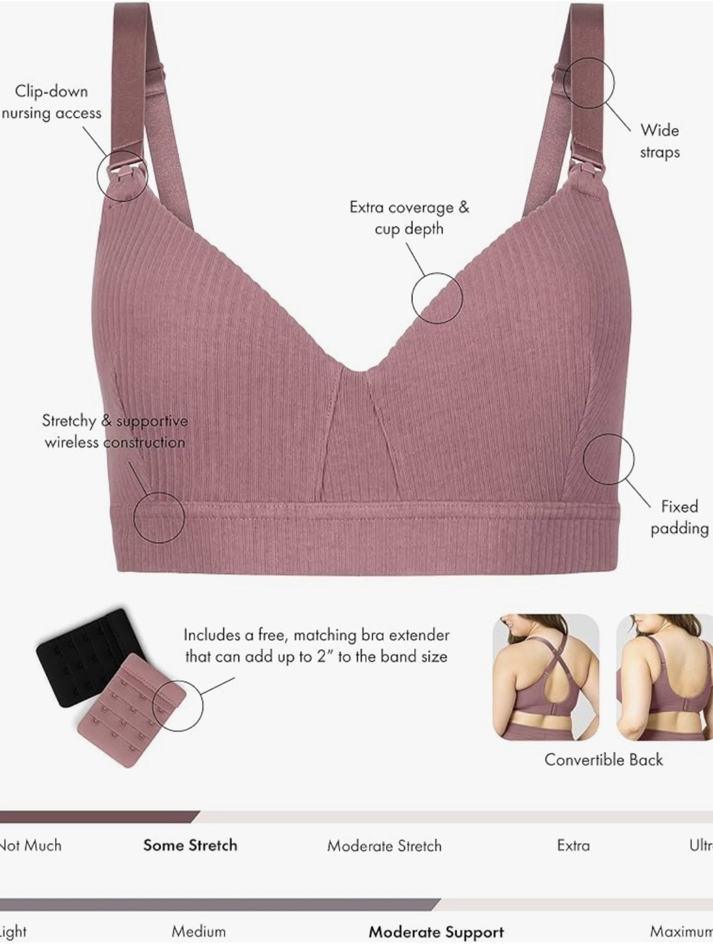 Kindred Bravely Ribbed Nursing Bra XL Busty